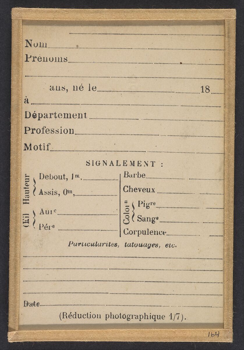 Fénéon. Félix. Clerk of the Galerie Berheim Jeune., Alphonse Bertillon (French, 1853–1914), Albumen silver print from glass negative
