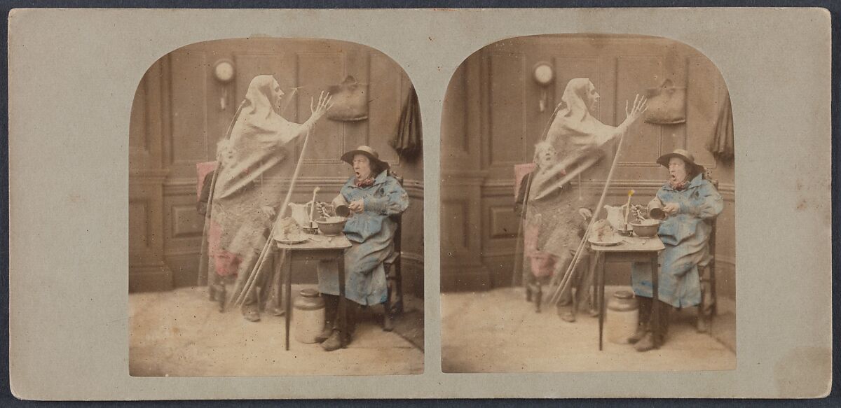 The Ghost in the Stereoscope, London Stereoscopic Company (British), Albumen silver prints from glass negatives with applied color 