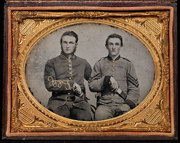 [Captain Charles A. and Sergeant John M. Hawkins, Company E, "Tom Cobb Infantry," Thirty-eighth Regiment, Georgia Volunteer Infantry], Unknown, Ambrotype 