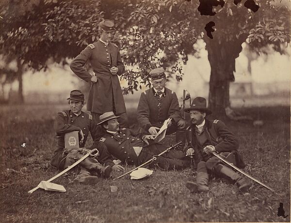 Studying the Art of War, Fairfax Court-House, [Virginia], Alexander Gardner (American, Glasgow, Scotland 1821–1882 Washington, D.C.), Albumen silver print from glass negative 