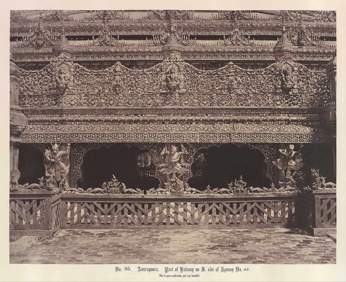 Amerapoora: Part of Balcony on the South Side of Maha-oung-meeay-liy-mhan Kyoung, Linnaeus Tripe (British, Devonport (Plymouth Dock) 1822–1902 Devonport), Albumen silver print from waxed paper negative 