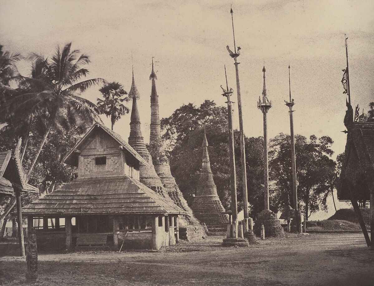 Rangoon: Henzas on the East Side of the Shwe Dagon Pagoda, Linnaeus Tripe (British, Devonport (Plymouth Dock) 1822–1902 Devonport), Albumen silver print from waxed paper negative