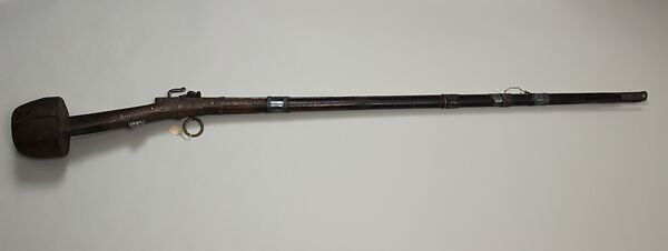 Matchlock Gun, Steel, brass, silver, wood, Indian, Rajput 
