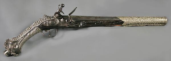 Flintlock Pistol, Iron, wood, silver, German silver (nickel-copper-zinc alloy), copper alloy (brass), niello, Balkan 