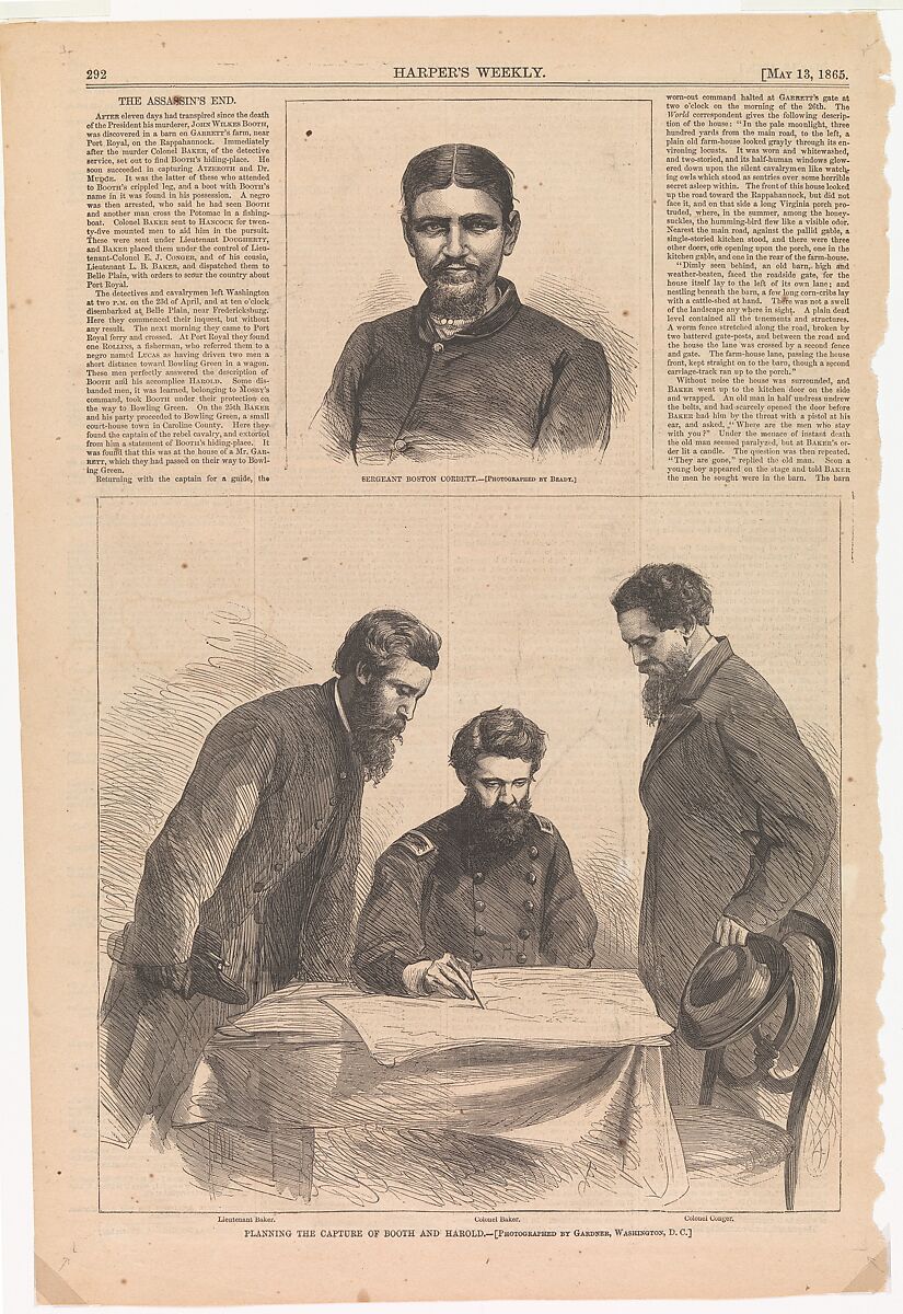 Planning the Capture of Booth and Harold, After Alexander Gardner (American, Glasgow, Scotland 1821–1882 Washington, D.C.), Woodcut 