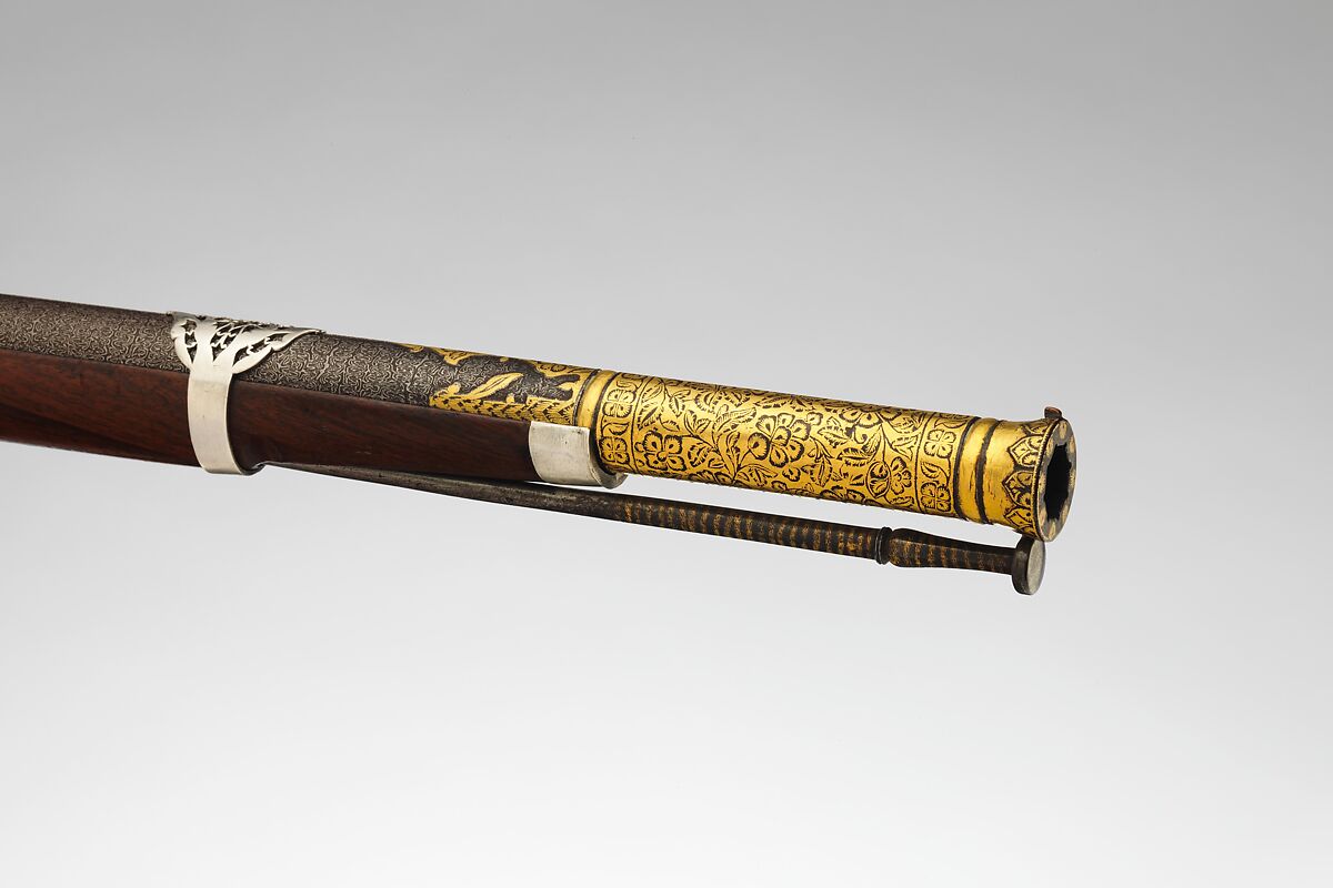 Matchlock Rifle, Steel, wood, silver, gold, copper alloy, Indian, Sind (now Pakistan)