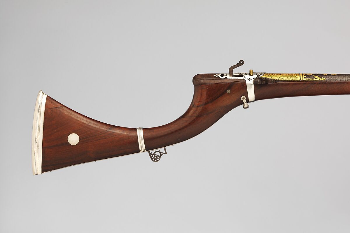 Matchlock Rifle, Steel, wood, silver, gold, copper alloy, Indian, Sind (now Pakistan)