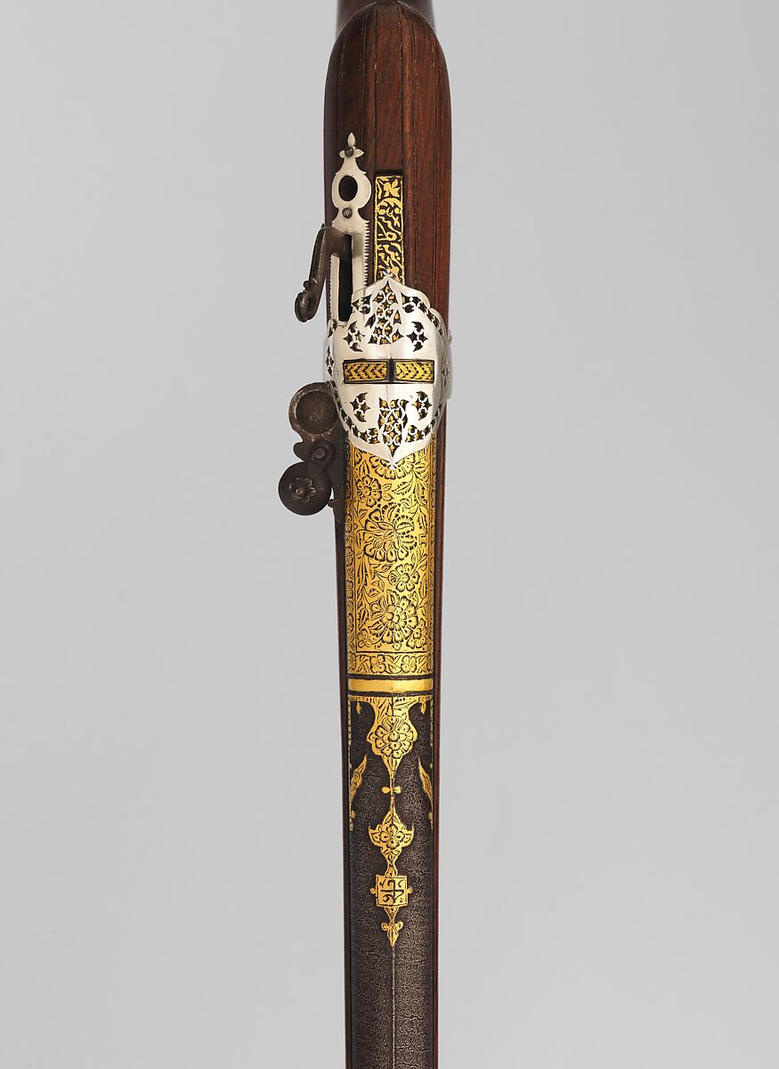 Matchlock Rifle, Steel, wood, silver, gold, copper alloy, Indian, Sind (now Pakistan)