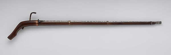 Matchlock Gun (清  鳥銃), Steel, wood, copper, brass, iron, silver, gold, Chinese 
