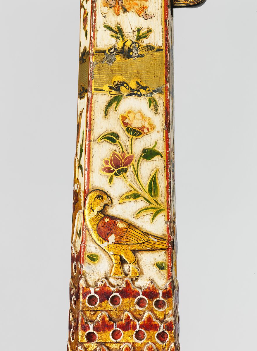 Matchlock Gun, Steel, wood, gold, silver, pigment, Indian, Rajasthan or Lahore