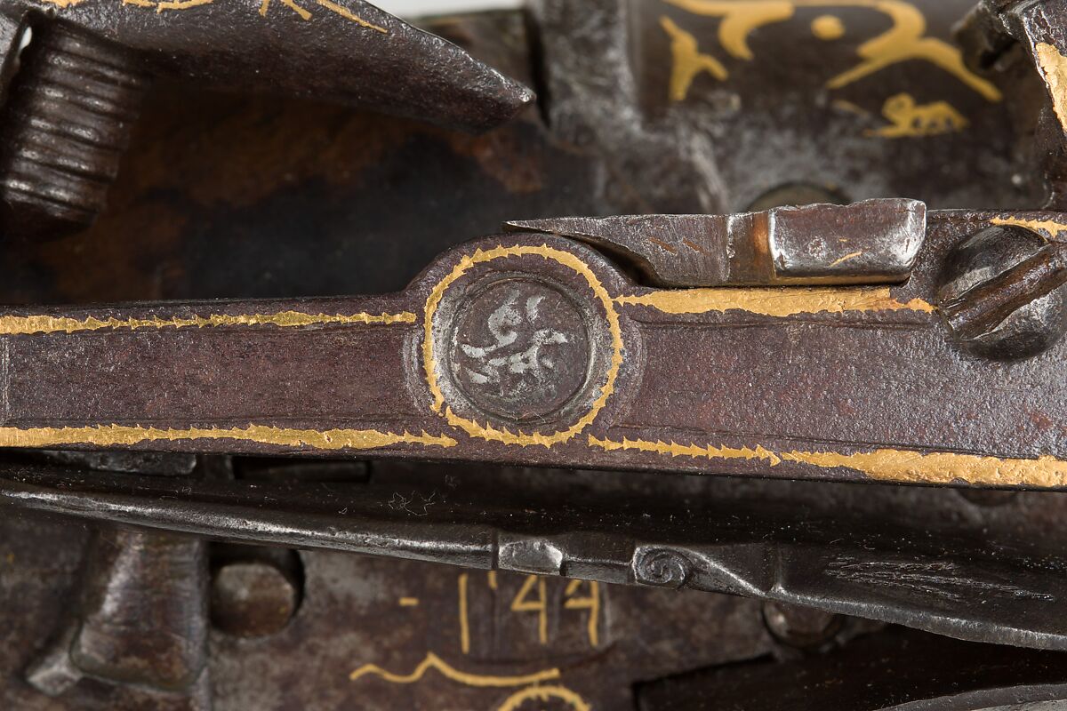 Miquelet Gun, Steel, wood, bone, copper alloy, gold, Turkish