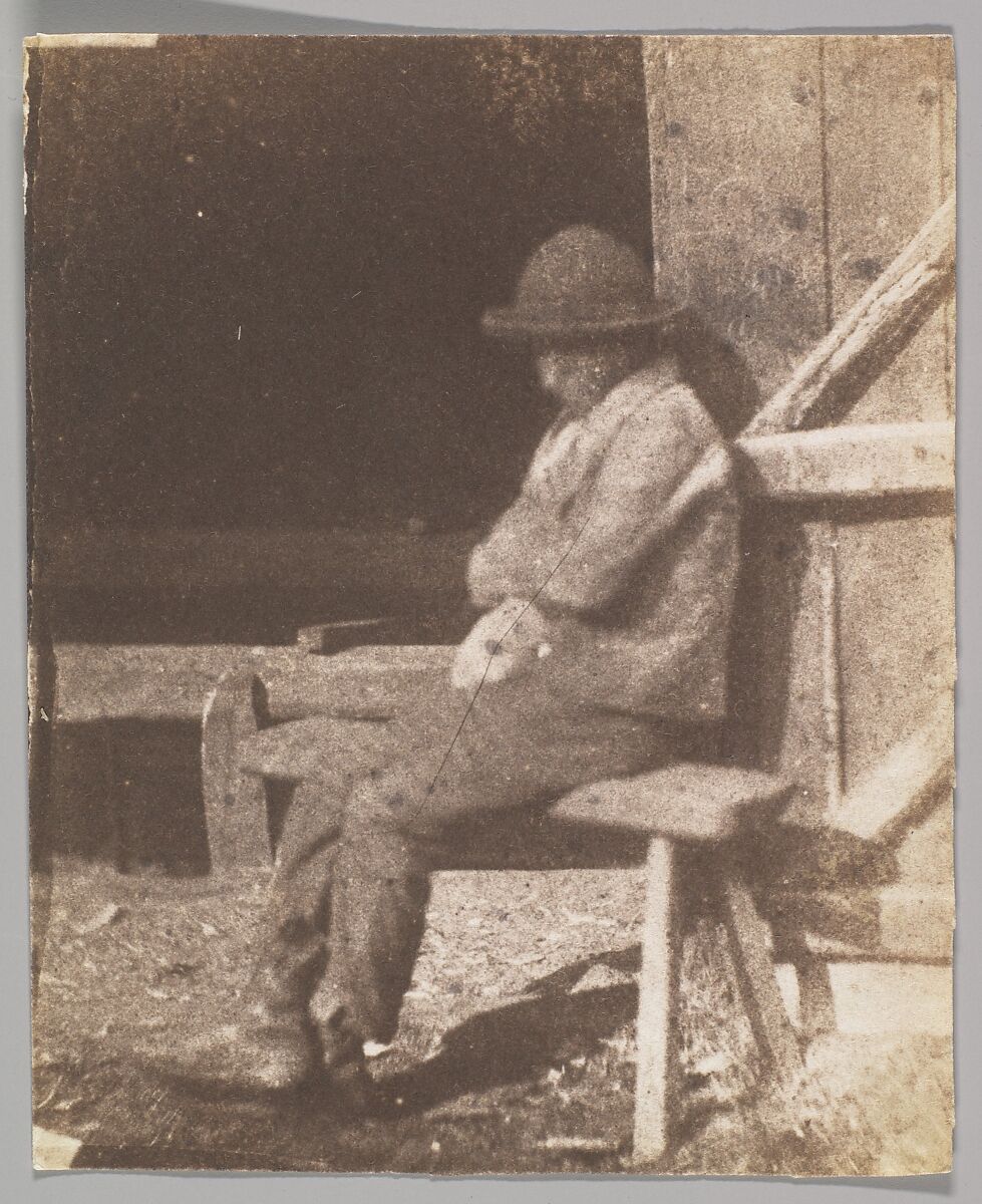 Seated Lad, Calvert Richard Jones (British, Swansea, Wales 1802–1877 Bath, England), Salted paper print from paper negative 