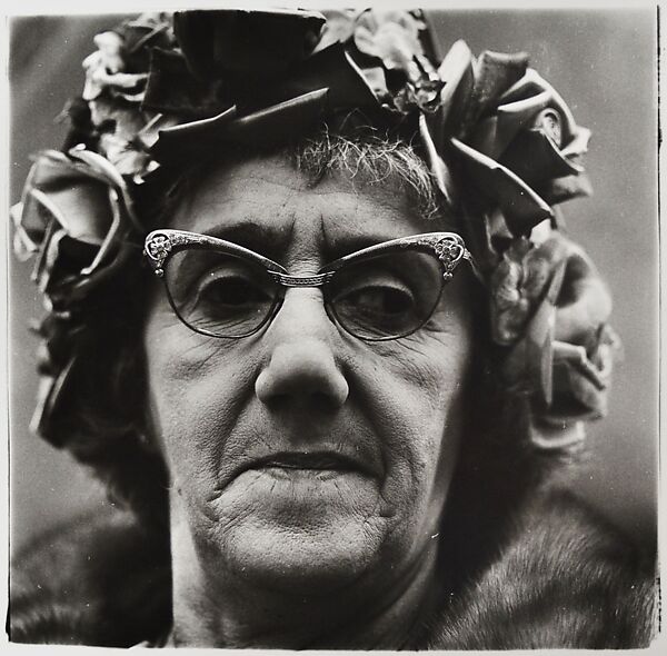 Woman in a rose hat, N.Y.C., Diane Arbus (American, New York 1923–1971 New York), Gelatin silver print 