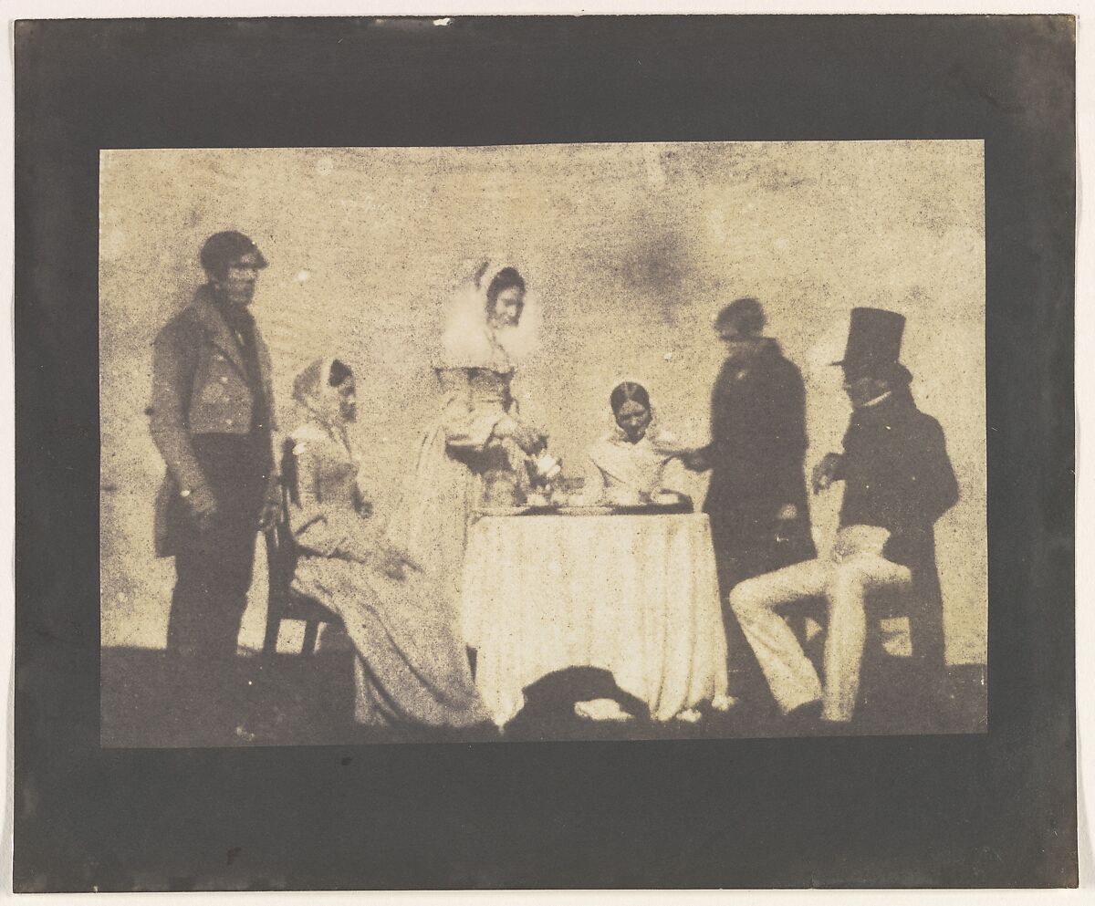 Group Taking Tea at Lacock Abbey, William Henry Fox Talbot (British, Dorset 1800–1877 Lacock), Salted paper print from paper negative 