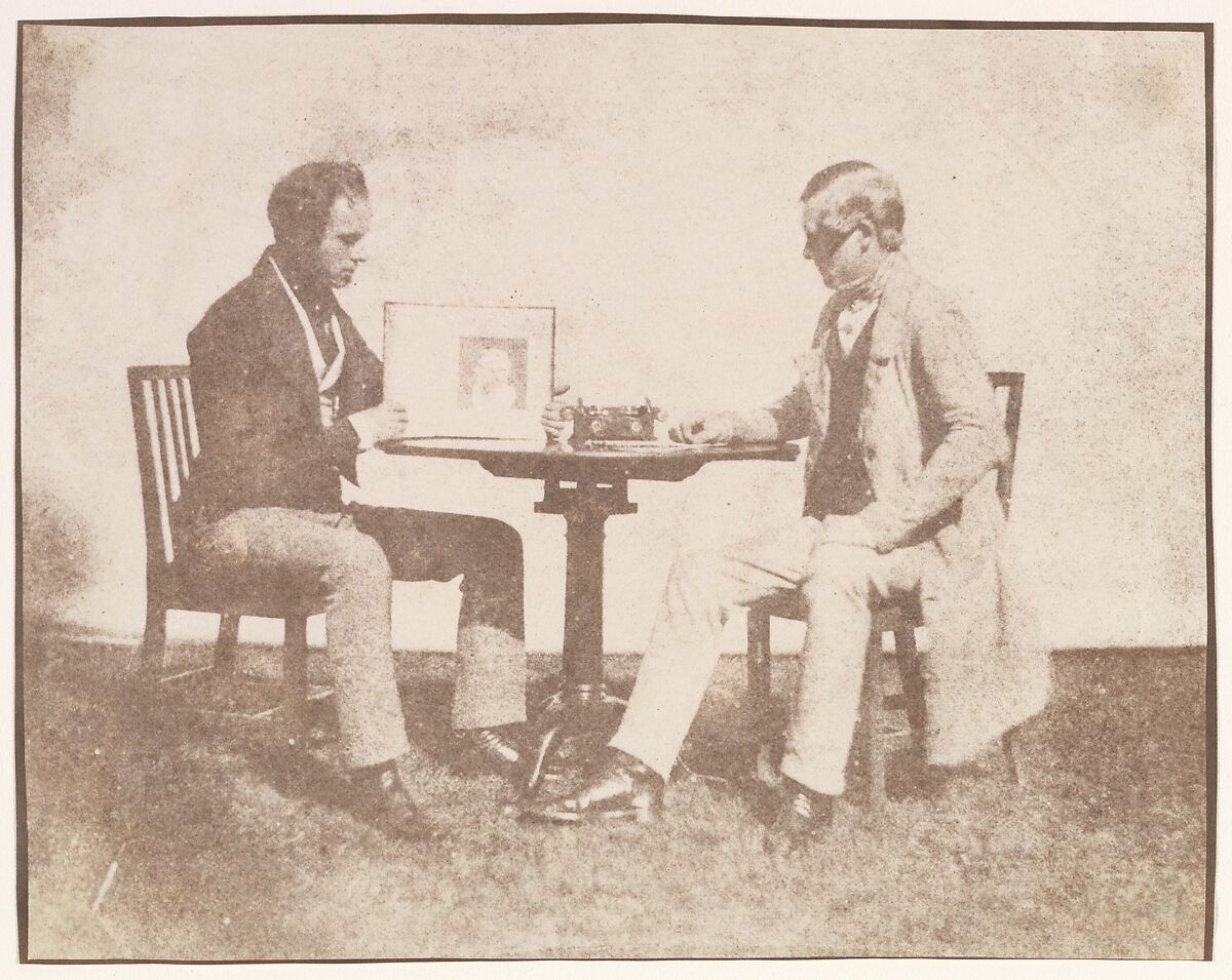 Nicolaas Henneman Showing an Album to Charles Porter, William Henry Fox Talbot (British, Dorset 1800–1877 Lacock), Salted paper print from paper negative 