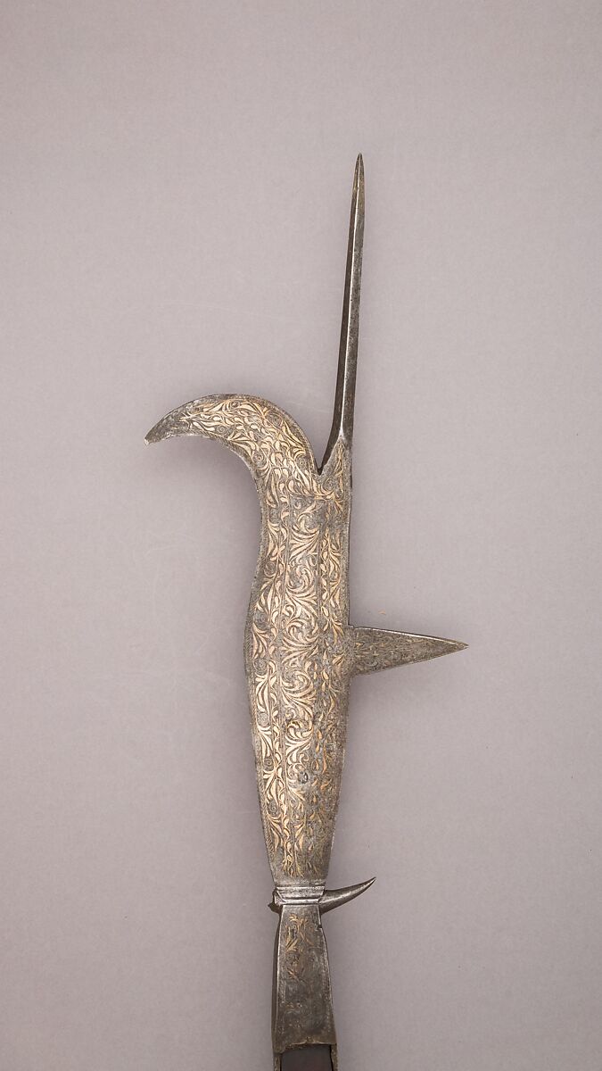 Fauchard, Steel, silver, Italian, decorated in Turkey