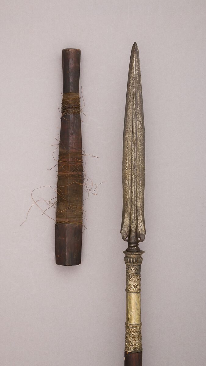 Spear with Sheath, Wood, silver, Malayan
