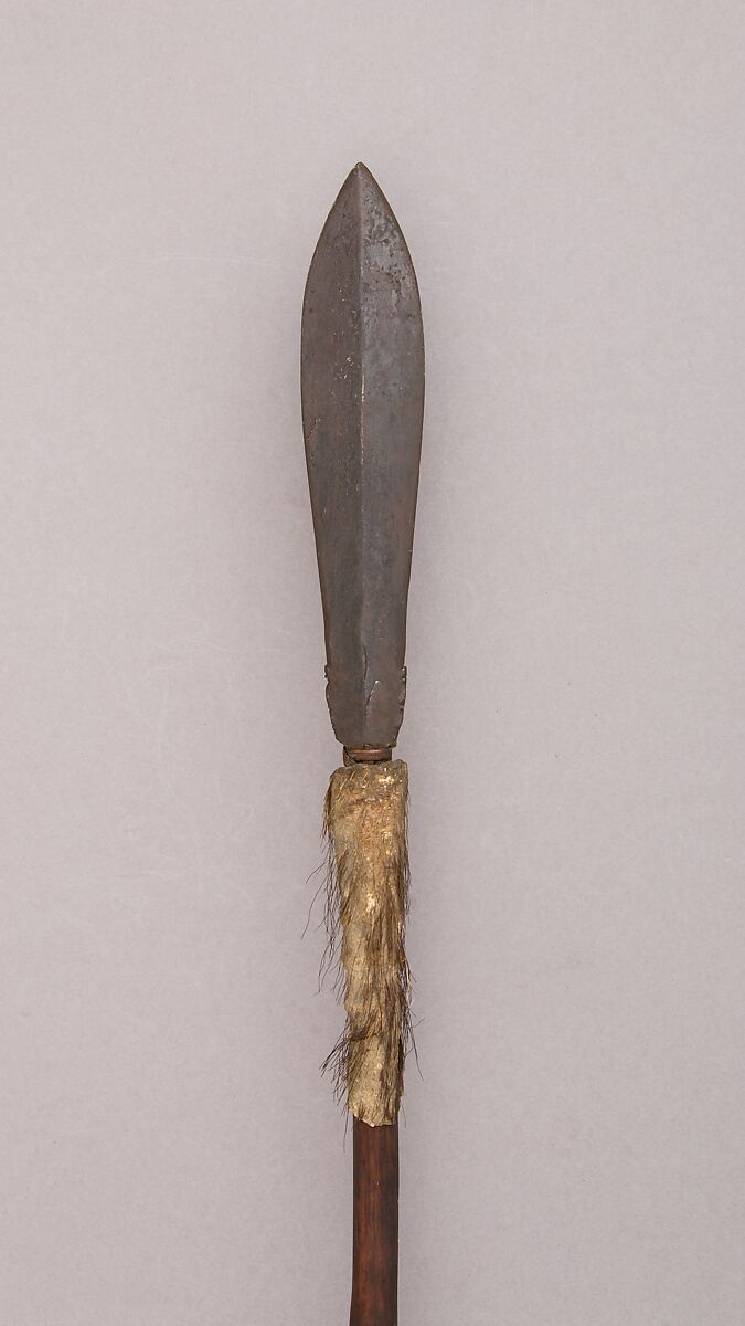 Spear, Wood, steel, hide, hair, Bornean 