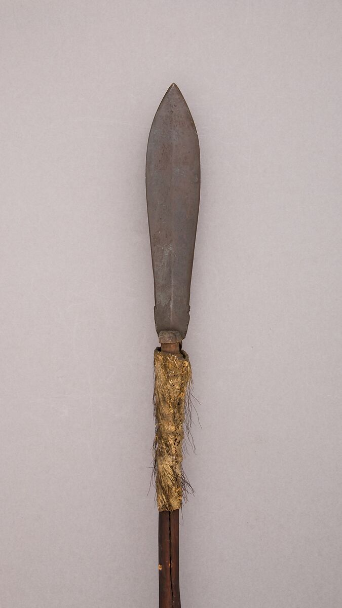 Spear, Wood, steel, hide, hair, Bornean
