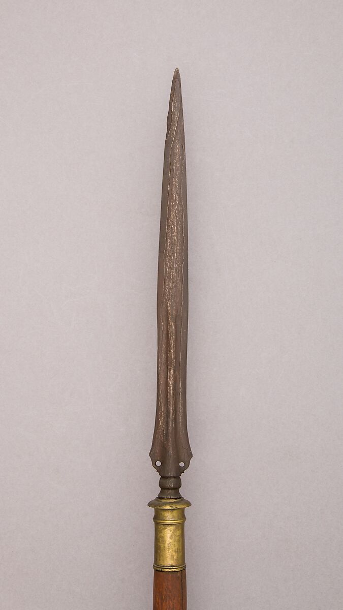 Spear, Wood, brass, iron, Malayan