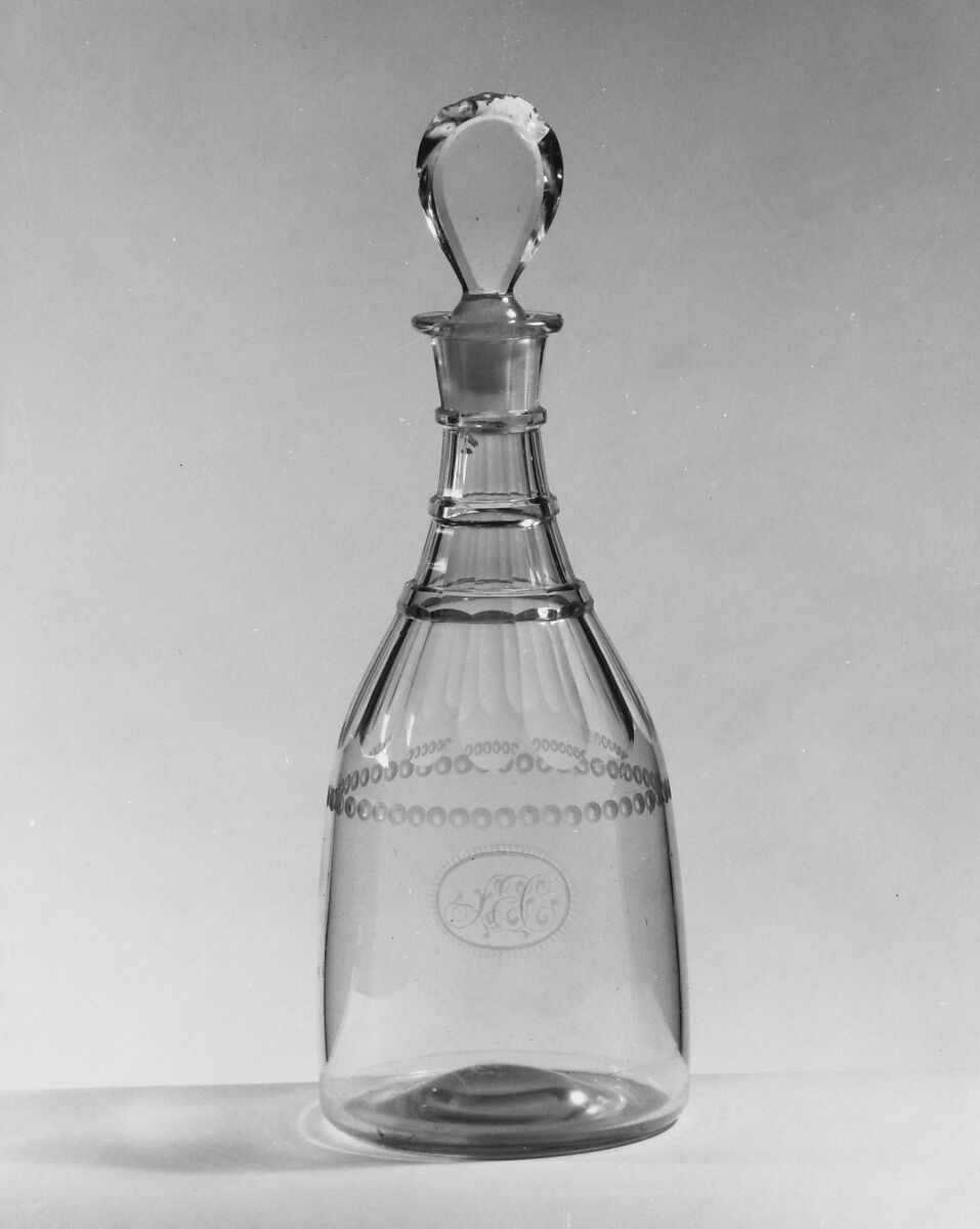 Decanter, Blown and cut glass, American 