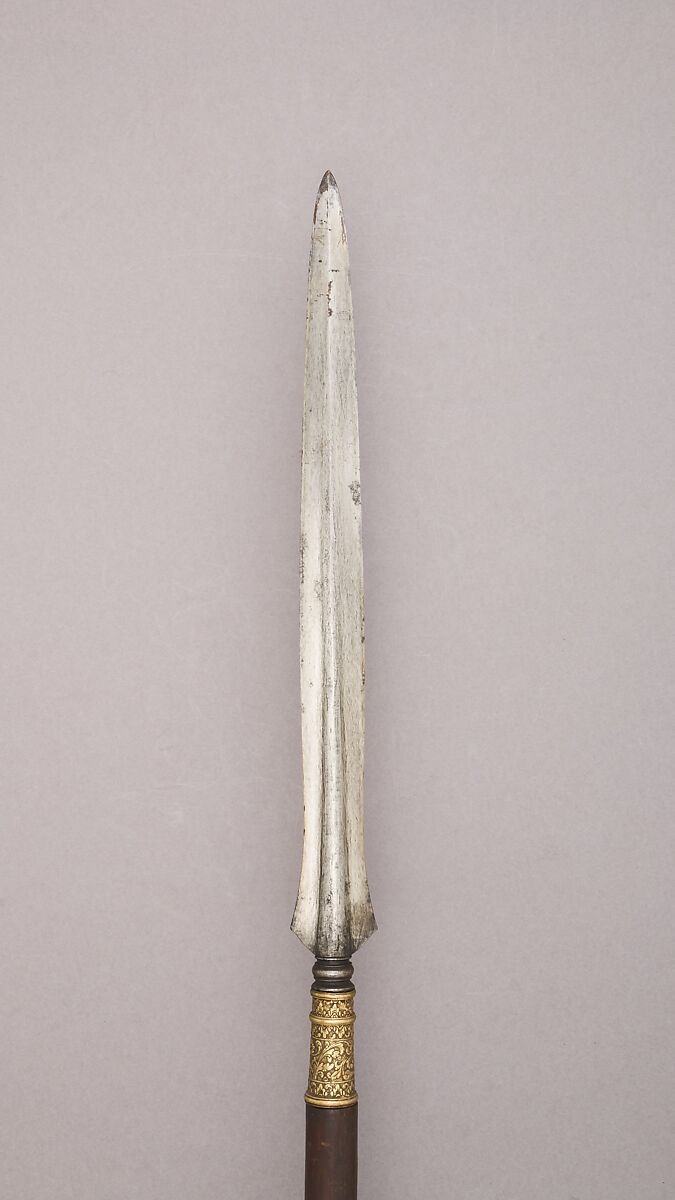 Spear, Wood, steel, gold, Javanese