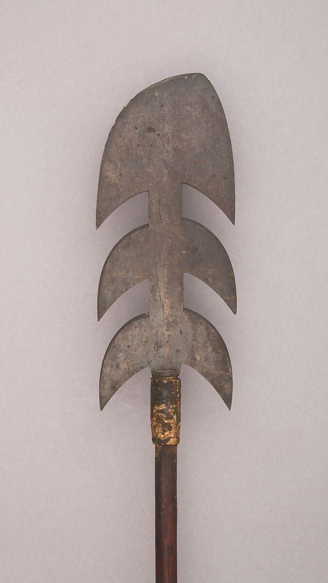 Spear, Wood, steel, twine, resin, Indonesian