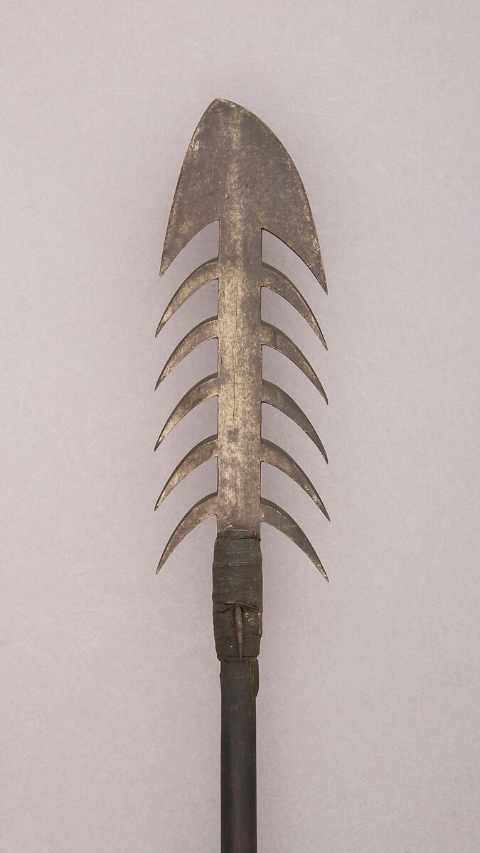 Spear, Wood, steel, twine, resin, Indonesian