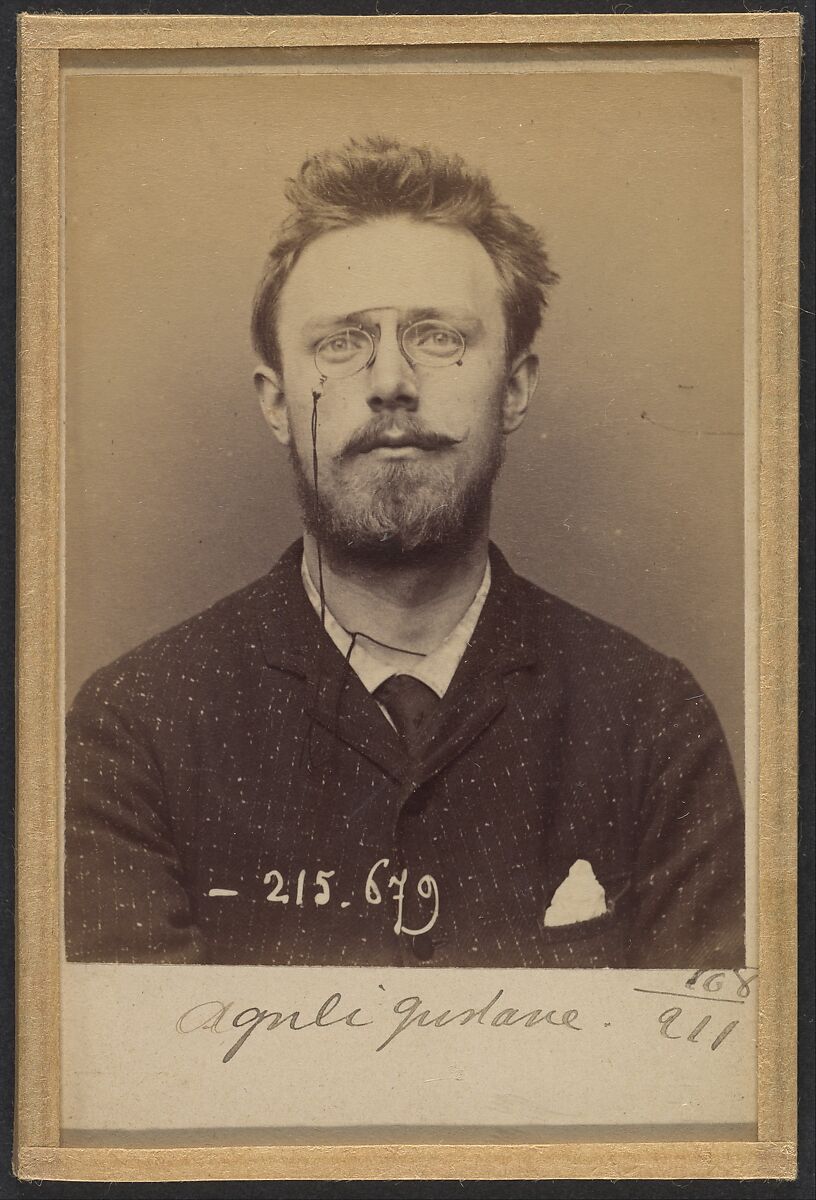 Aguéli Gustave. 24 ans, né à Sala (Suède) le 24-5-69. Artiste-peintre. Anarchiste. 14-3-94., Alphonse Bertillon (French, 1853–1914), Albumen silver print from glass negative 