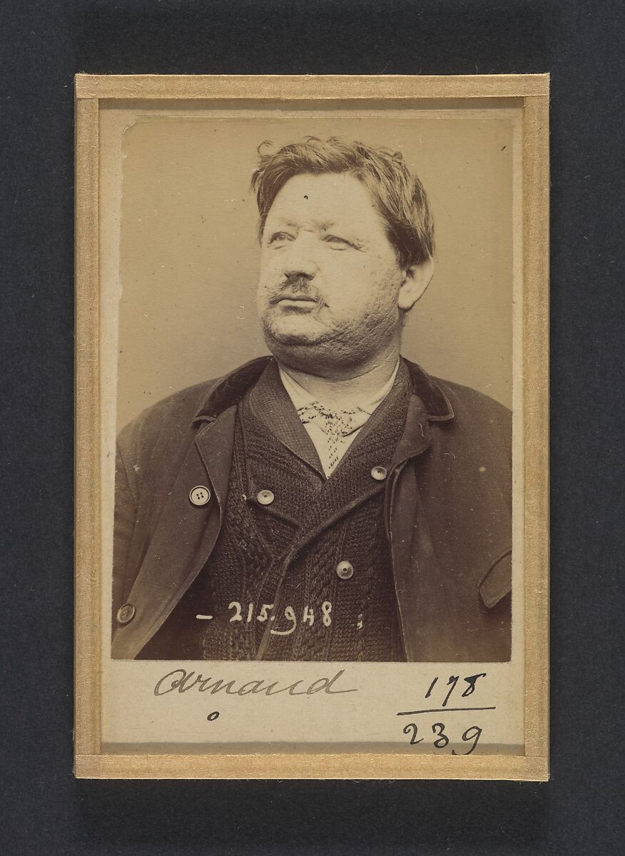 Arnaud. Eugène. 47 ans, né à Villeveyrac (Hérault). Ferblantier. Anarchiste. 20/3/94., Alphonse Bertillon (French, 1853–1914), Albumen silver print from glass negative 
