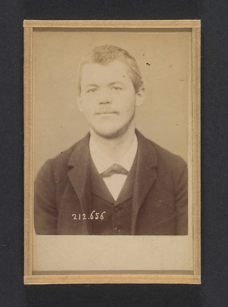 Baerisvuyl. Frédéric, Jean. 28 ans, né à Fribourg (Suisse). Ébéniste. Anarchiste. 8/1/93., Alphonse Bertillon (French, 1853–1914), Albumen silver print from glass negative 