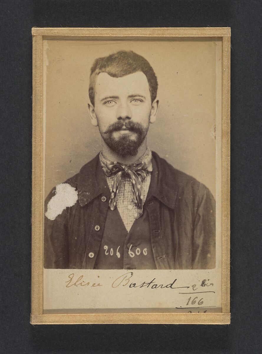 Bastard. Élisée, Joseph, Michel. 22 ans, né à Birnel (Oise). Polisseur. Anarchiste. 20/8/93., Alphonse Bertillon (French, 1853–1914), Albumen silver print from glass negative 