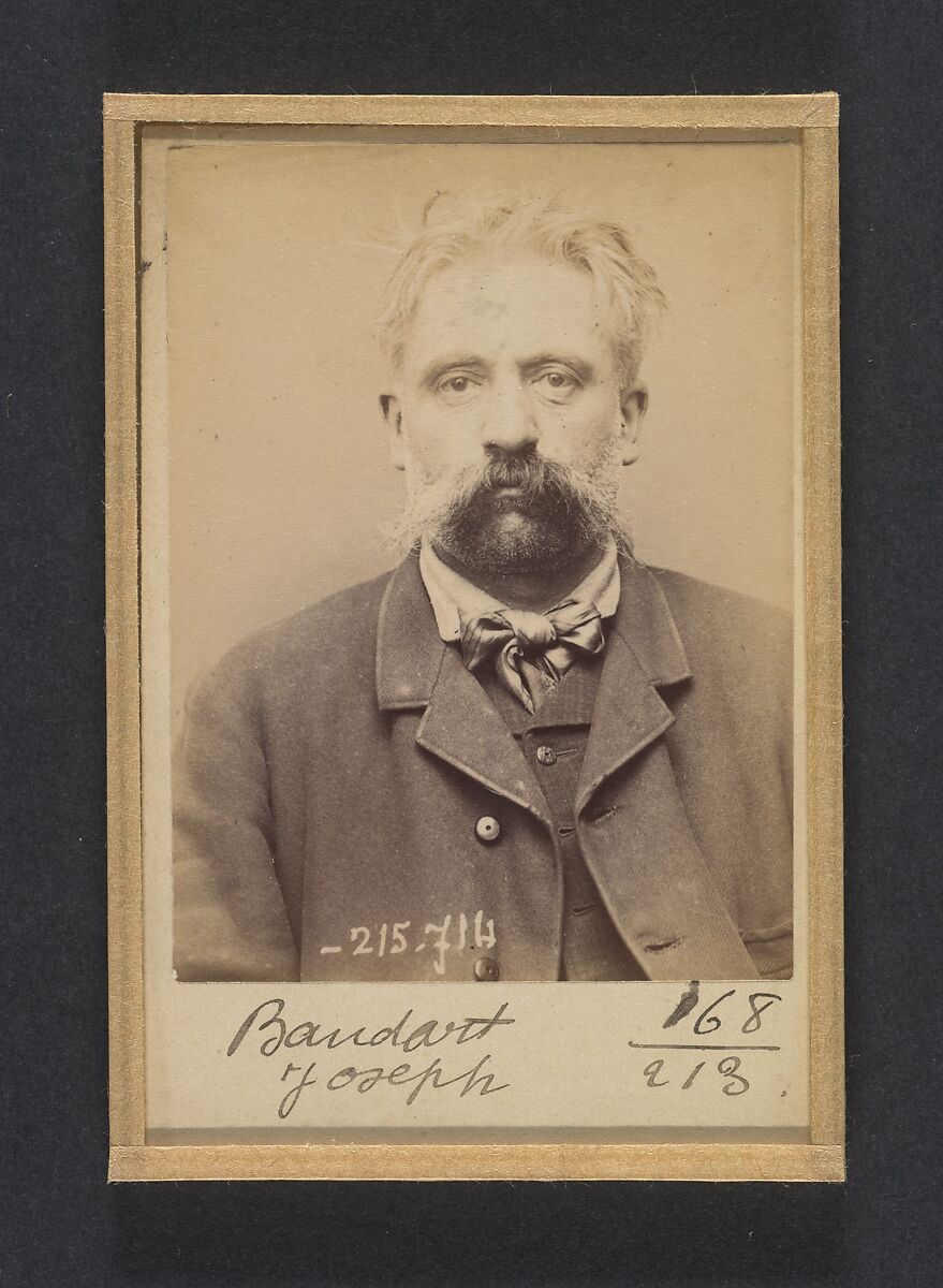 Baudart. Joseph, Philippe. 42 ans, né à Reims le 25/3/51. Boucher. Anarchiste. 15/3/94., Alphonse Bertillon (French, 1853–1914), Albumen silver print from glass negative 