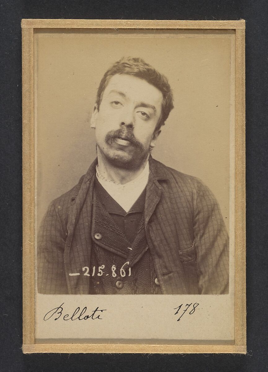 Belloti. Louis. 28 ans, né à Turin. Camelot. Anarchiste. 18/3/94., Alphonse Bertillon (French, 1853–1914), Albumen silver print from glass negative 