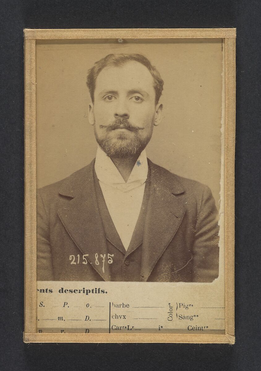 Bertani. Orsini. 24 ou 25 ans, né à Florence (Italie). Sans profession. Anarchiste. 18/3/94, Alphonse Bertillon (French, 1853–1914), Albumen silver print from glass negative 