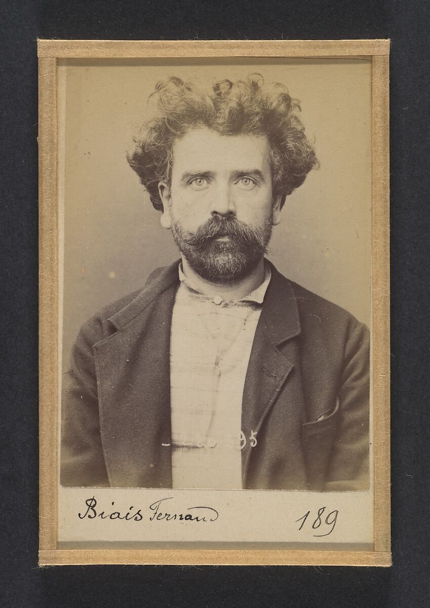 Biais. Fernand, Alphonse. 41 ans, né le 28/6/53 à Laval (Mayenne). Tourneur sur bois. Anarchiste. 2/7/94., Alphonse Bertillon (French, 1853–1914), Albumen silver print from glass negative 