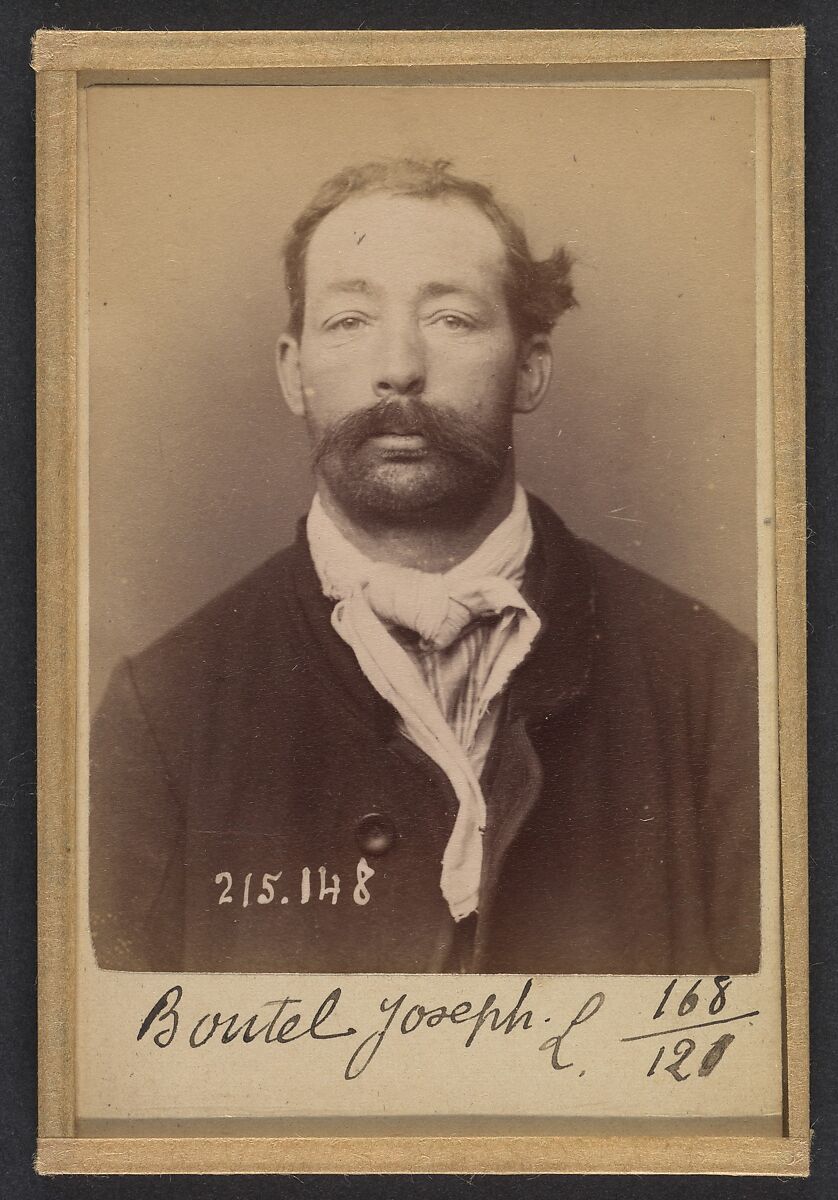 Boutel. Joseph. Louis. 34 ans, né à Bonnay (Eure). Corroyeur. Anarchiste. 5/3/94., Alphonse Bertillon (French, 1853–1914), Albumen silver print from glass negative 