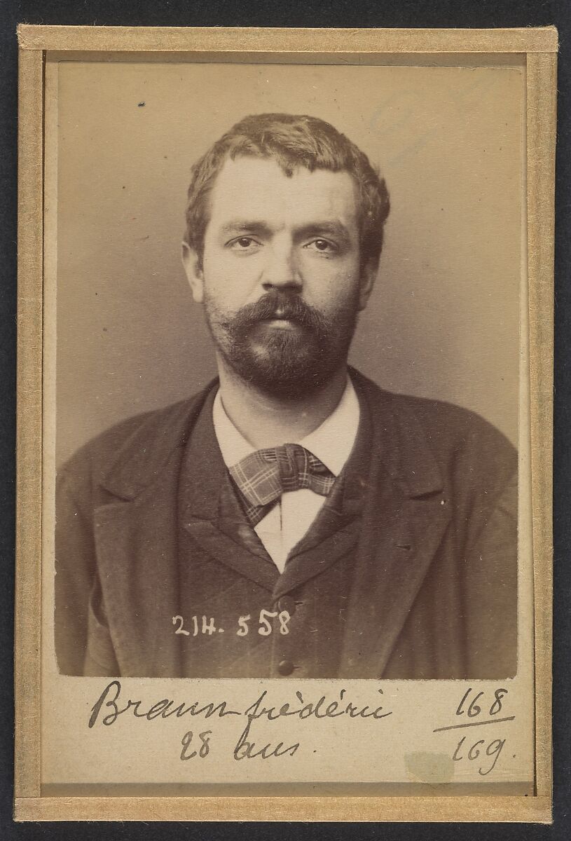 Braun. Frédéric, Charles. 28 ans. Fiché le 22/2/94., Alphonse Bertillon (French, 1853–1914), Albumen silver print from glass negative 