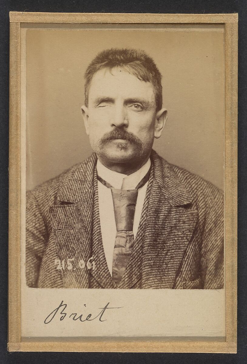 Briet. Albert, Louis. 44 ans, né à Lyon (Rhône). Boulanger. Anarchiste. 4/3/94., Alphonse Bertillon (French, 1853–1914), Albumen silver print from glass negative 