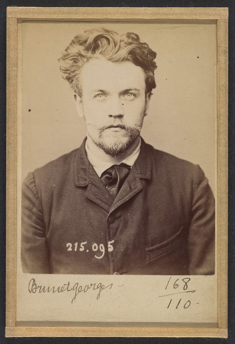 Brunet. Georges. 25 ans, né à Paris. Menuisier. Anarchiste. 4/2/94., Alphonse Bertillon (French, 1853–1914), Albumen silver print from glass negative 