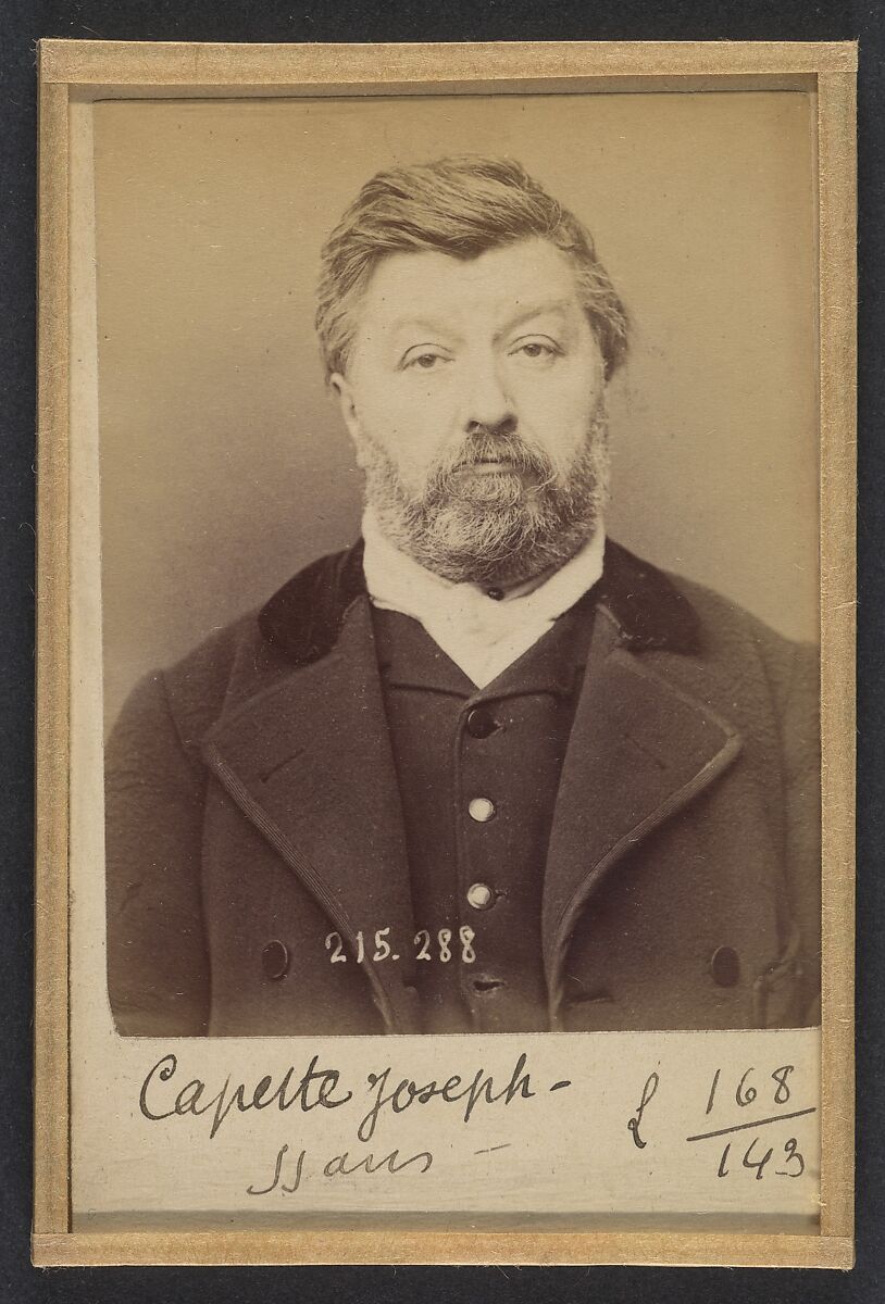 Capette. Joseph, Désiré. 56 ans, né à Paris VI. Maroquinier. Anarchiste. 7/3/94., Alphonse Bertillon (French, 1853–1914), Albumen silver print from glass negative 