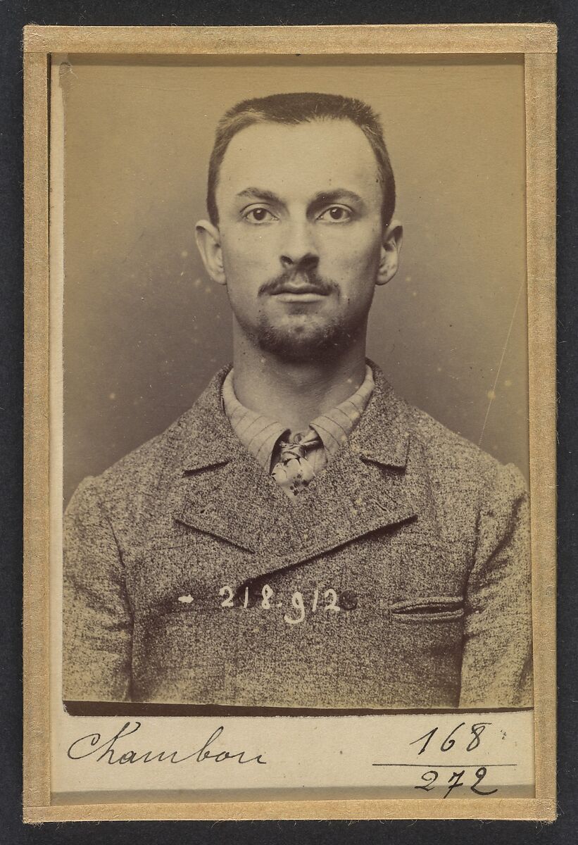 Chambon. Raoul. 20 ans, né le 3/7/73 à Valréas (Vaucluse). Graveur. Anarchiste. 26/5/94., Alphonse Bertillon (French, 1853–1914), Albumen silver print from glass negative 