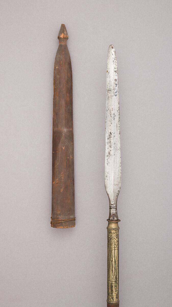 Spear with Sheath, Wood, silver, Sumatran, Acheen