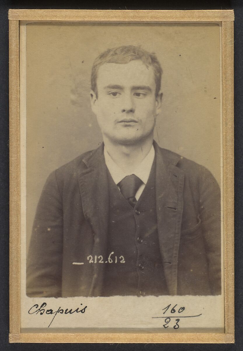 Chapuis. Charles, Paul. 17 ans, né le 22/3/76 à Paris VIle. Tapissier. Anarchiste. 7/1/94, Alphonse Bertillon (French, 1853–1914), Albumen silver print from glass negative 