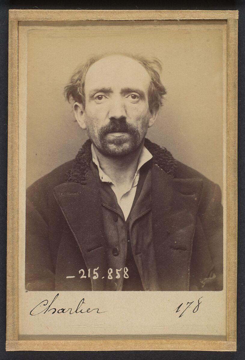 Charlier. Ernile, Frédéric. 40 ans, né à Brest (Finistère). Peintre. Vol. 18/3/94., Alphonse Bertillon (French, 1853–1914), Albumen silver print from glass negative 