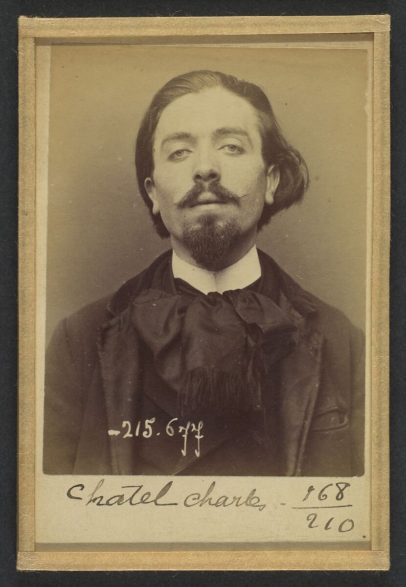 Chatel. Charles. 25 ans, né le 8/10/68 à Paris XVIIle. Anarchiste. 14/3/94., Alphonse Bertillon (French, 1853–1914), Albumen silver print from glass negative 