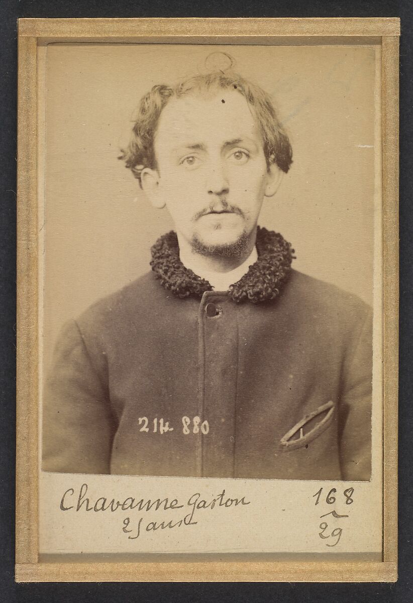 Chavanne. Gaston. 26 ans, né à Paris VIe. Graveur. Anarchiste. 28/2/94., Alphonse Bertillon (French, 1853–1914), Albumen silver print from glass negative 
