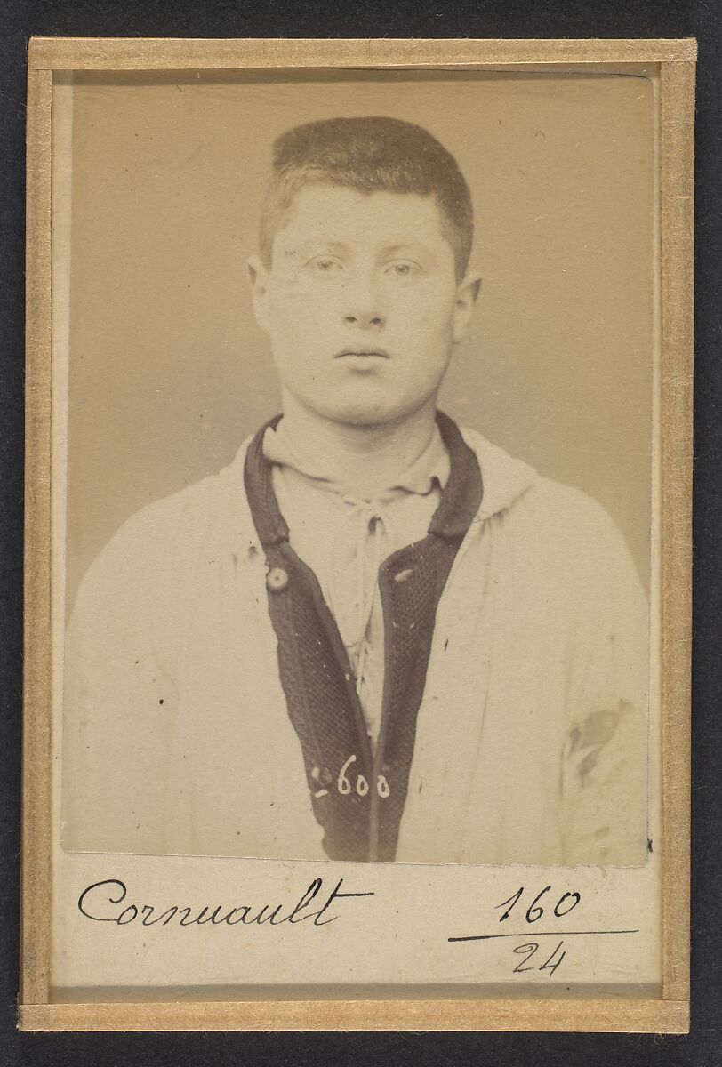 Cornuault. Joseph. 17 ans, né à Angers (Maine & Loire). Peintre eu bâtiment. Anarchiste. 7/1/94., Alphonse Bertillon (French, 1853–1914), Albumen silver print from glass negative 