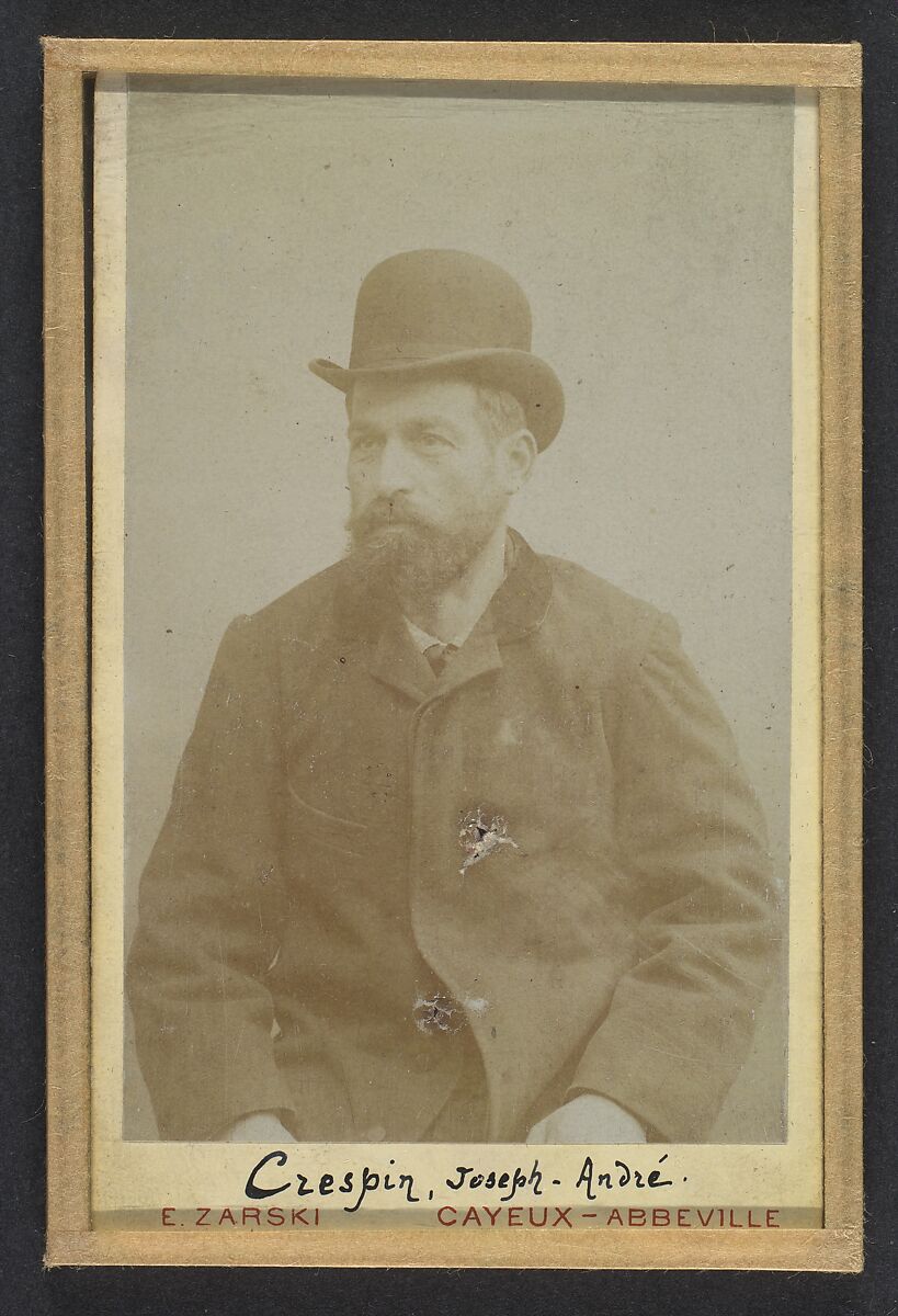 Crespin. Joseph. 40 ans, né à Roquesteron (Alpes-Maritimes). Employé de banque. 25/3/93., Alphonse Bertillon (French, 1853–1914), Gelatin silver print from glass negative 