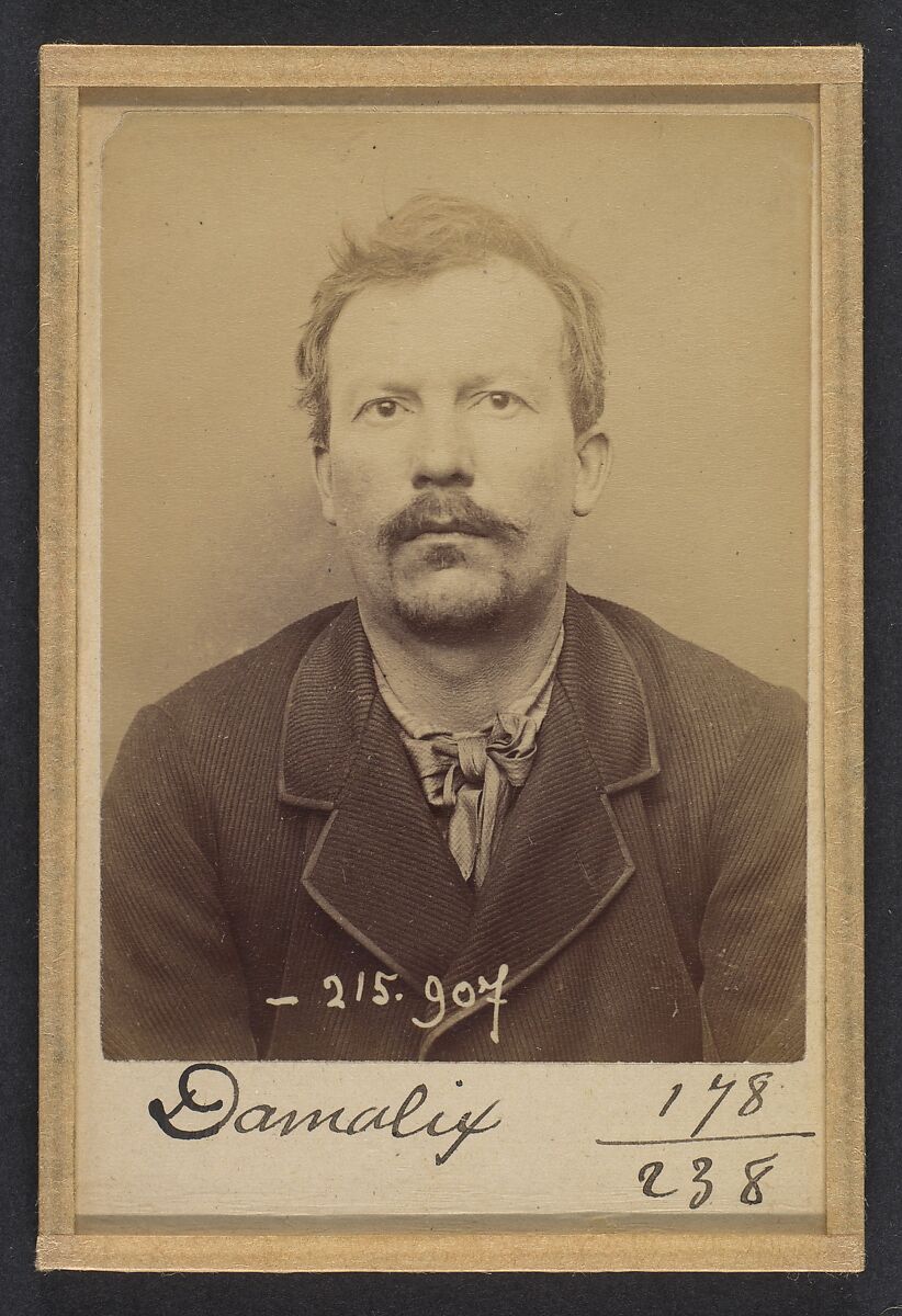 Damalix. Émile, Auguste. 37 ans, né à St-Claude (Doubs). Charpentier. Anarchiste. 19/3/94., Alphonse Bertillon (French, 1853–1914), Albumen silver print from glass negative 